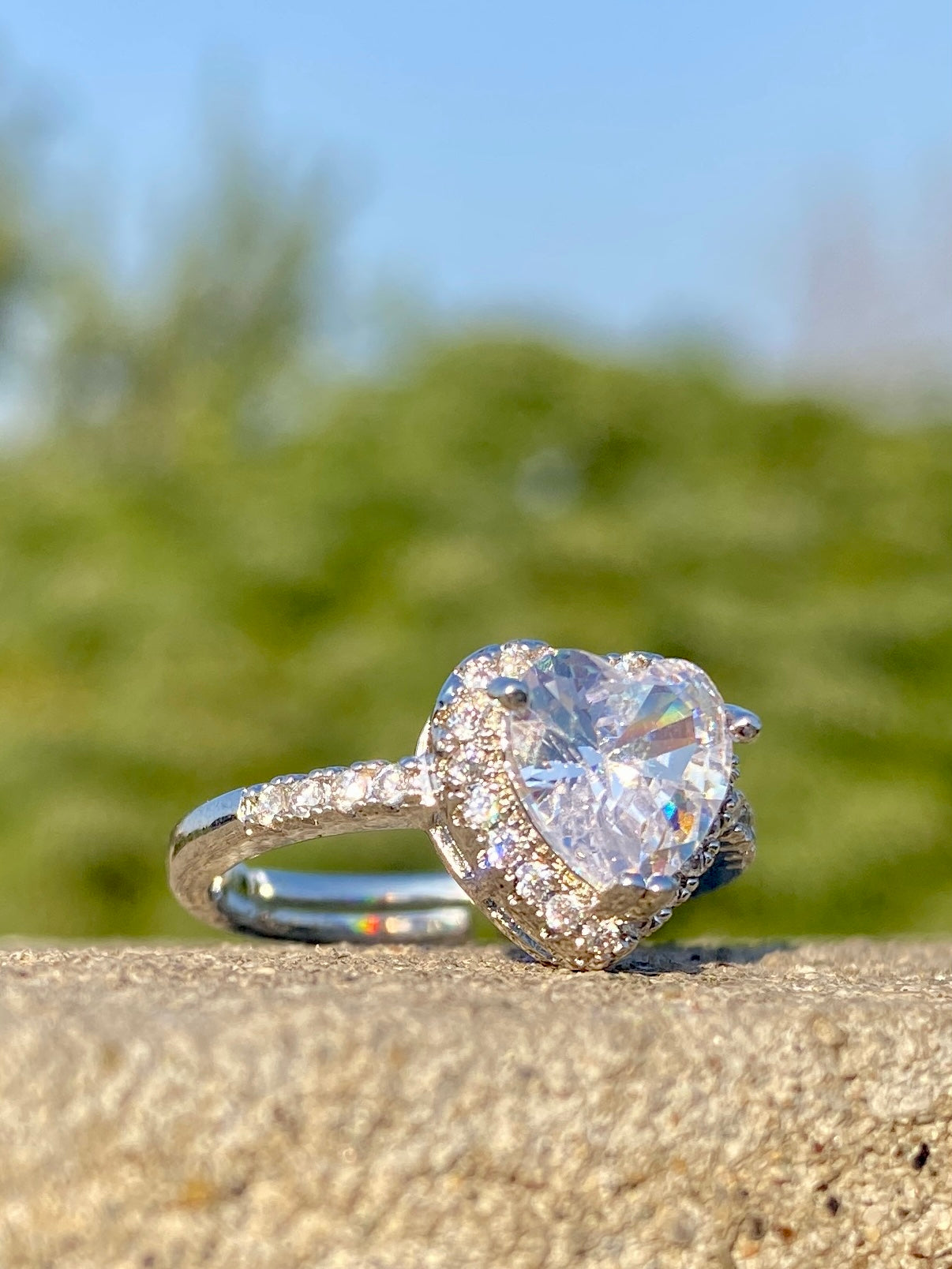 Silver Ring with Sparkling Zircon Stones