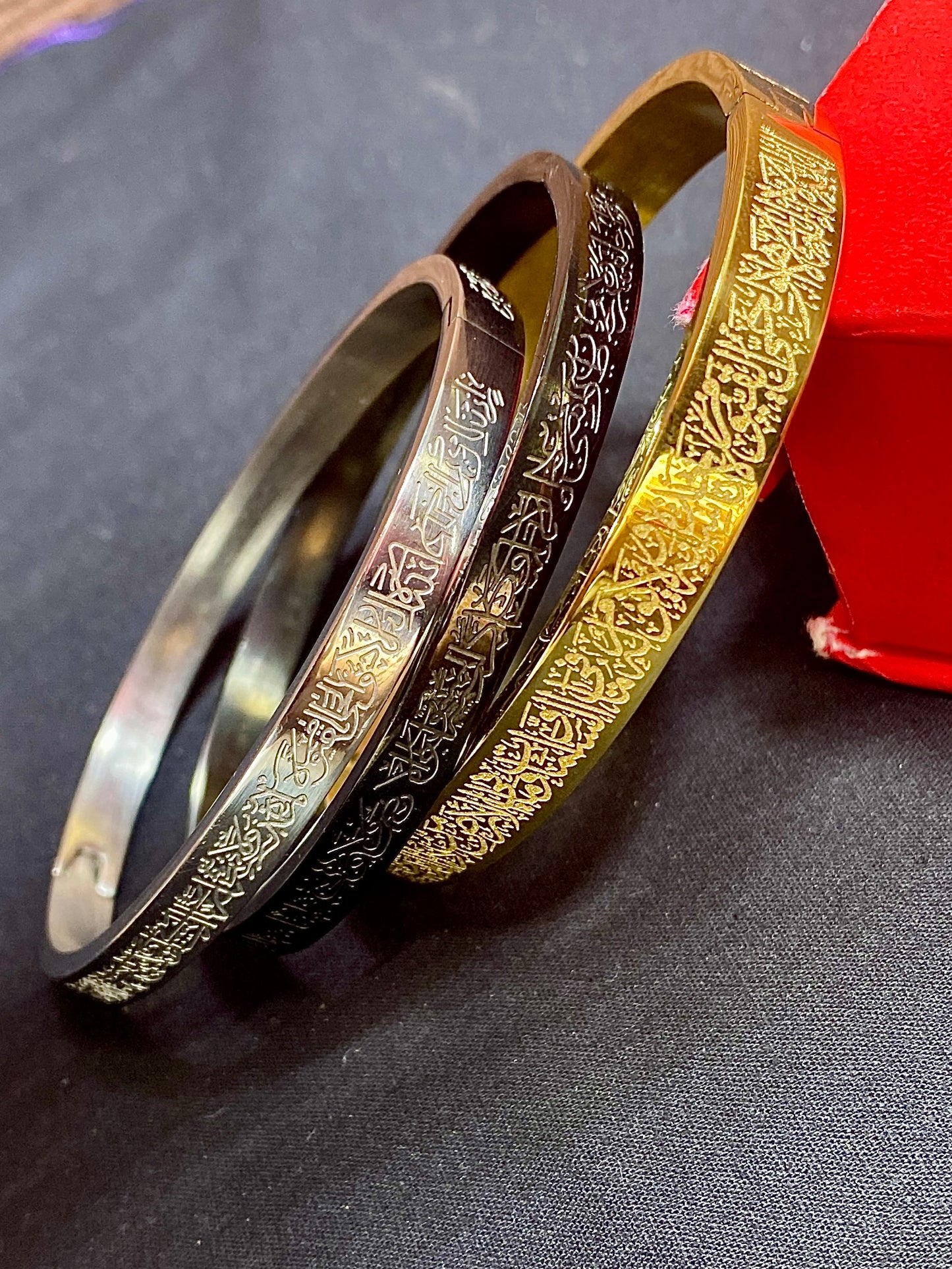 Islamic engraved stainless steel bracelets