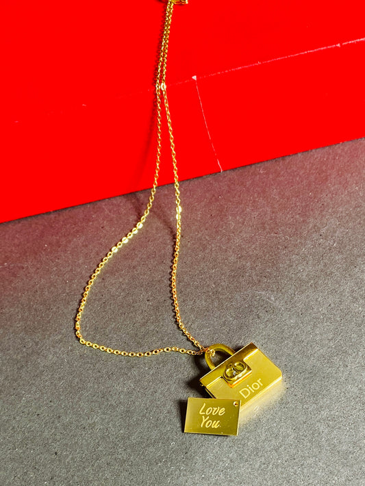 Gold “Love You” Handbag Pendant Necklace
