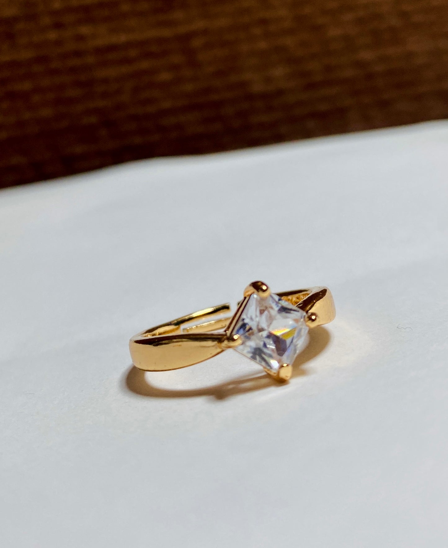 Elegant Blue Sapphire Princess-cut Gold adjustable ring.