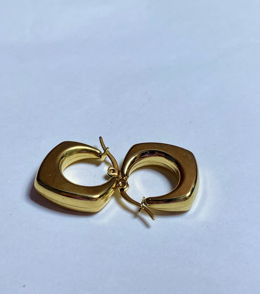 Geometric Square Gold Hoop Earrings
