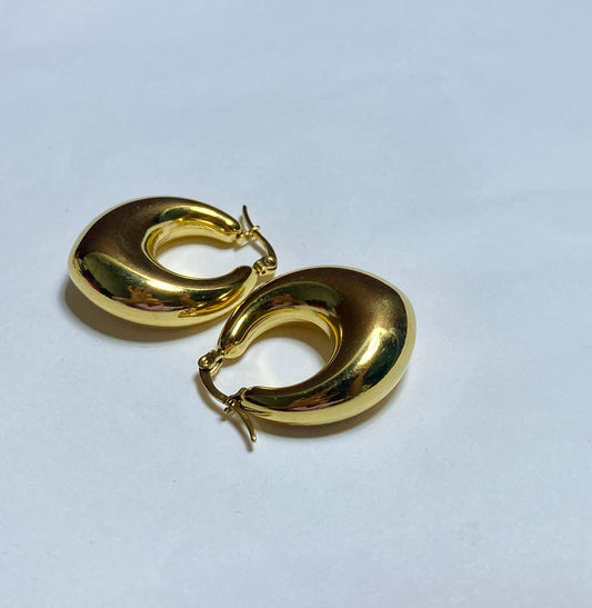 Bold Curved Dome Gold Hoop Earrings